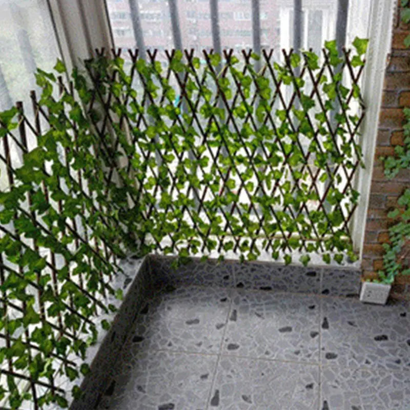 Artificial Retractable Garden Fence Wood Vines Privacy Fence Expandable Faux Ivy Climbing Plant Frame Garden Home Decorations