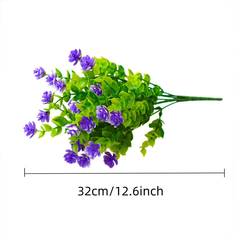 1 Bundle Artificial Flowers Outdoor UV Resistant Shrubs Plants Fake Home Garden Outdoor Ceremony Wedding Arch Floral Decoration