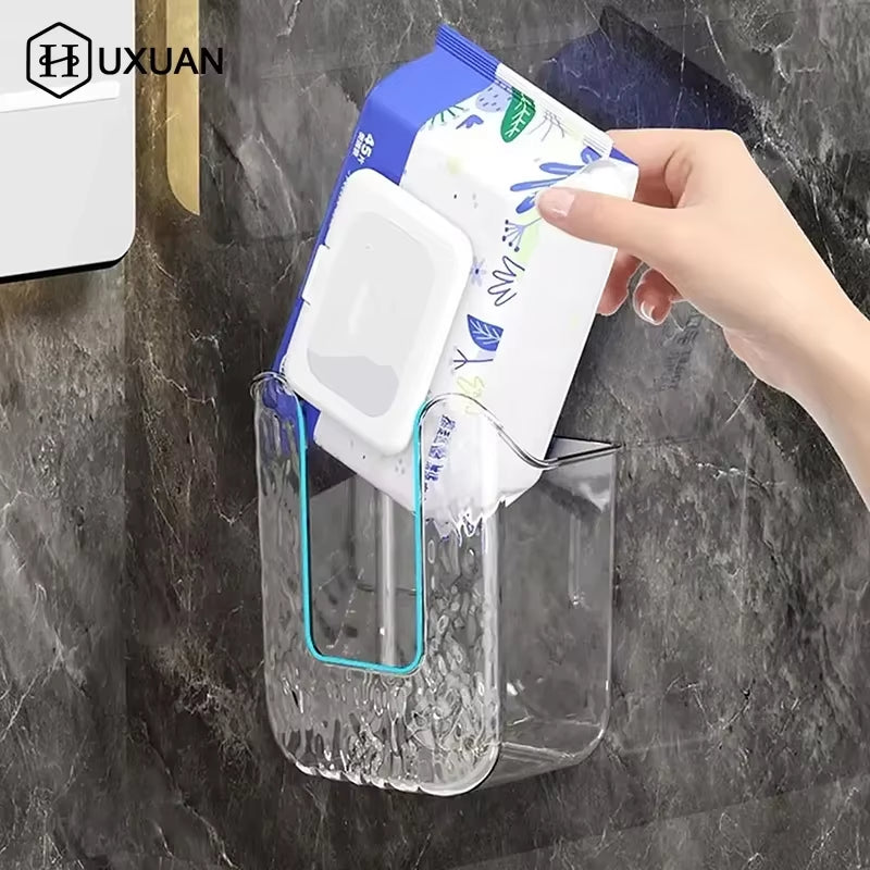 Tissue Box Bathroom Non Perforated Wall Mounted Wet Tissue Storage Box with Large Opening and Strong Load-Bearing Capacity