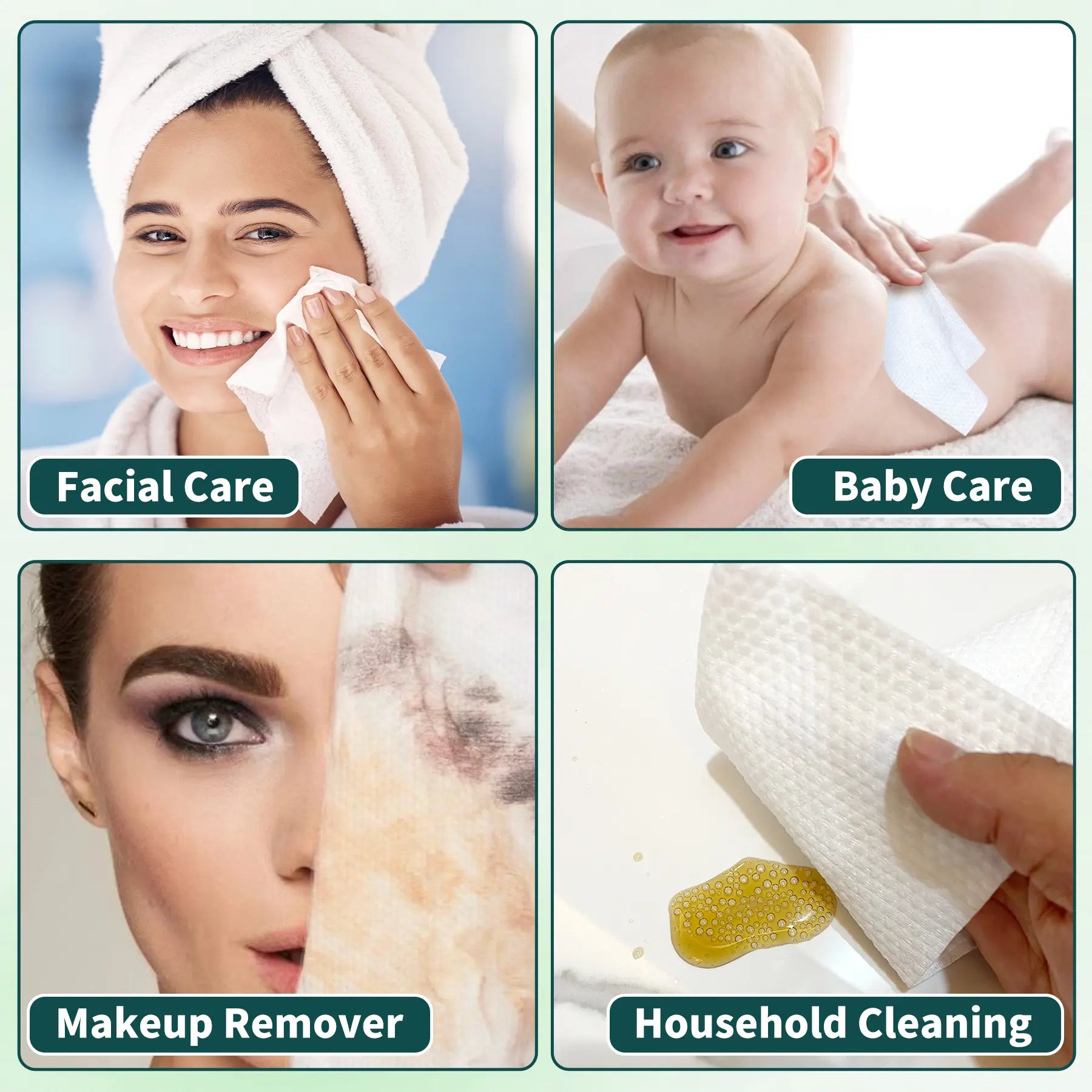 [Buy 3 Get 3 Free] Ecokiin Premium Disposable Face Towels - 80CT Each 8.6"*7.8" Extra Thick Super Absorbent Biodegradable Fragrance-Free for Sensitive Skin Makeup Removal