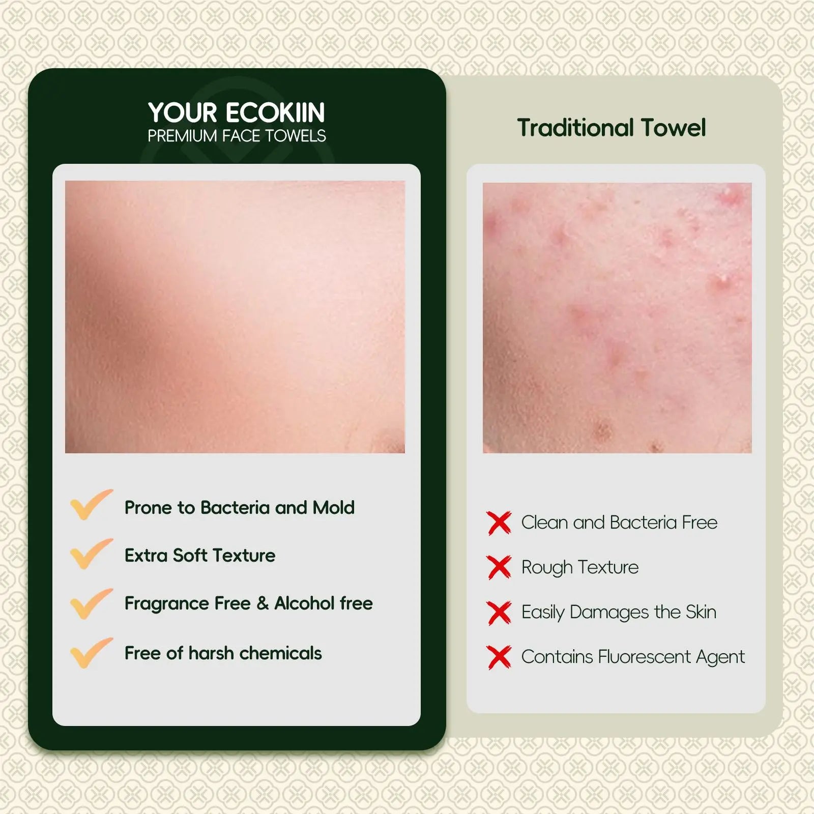 [Buy 3 Get 3 Free] Ecokiin Premium Disposable Face Towels - 80CT Each 8.6"*7.8" Extra Thick Super Absorbent Biodegradable Fragrance-Free for Sensitive Skin Makeup Removal