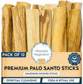 Palo Santo Sticks - Incense Sticks for Spiritual Cleansing, Stress Relief, Meditation Accessories, Home Fragrance - Sustainably Wild Harvested - Pack of 12 -