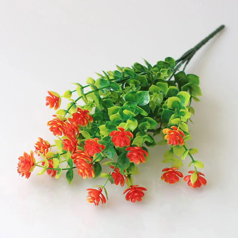 1 Bundle Artificial Flowers Outdoor UV Resistant Shrubs Plants Fake Home Garden Outdoor Ceremony Wedding Arch Floral Decoration
