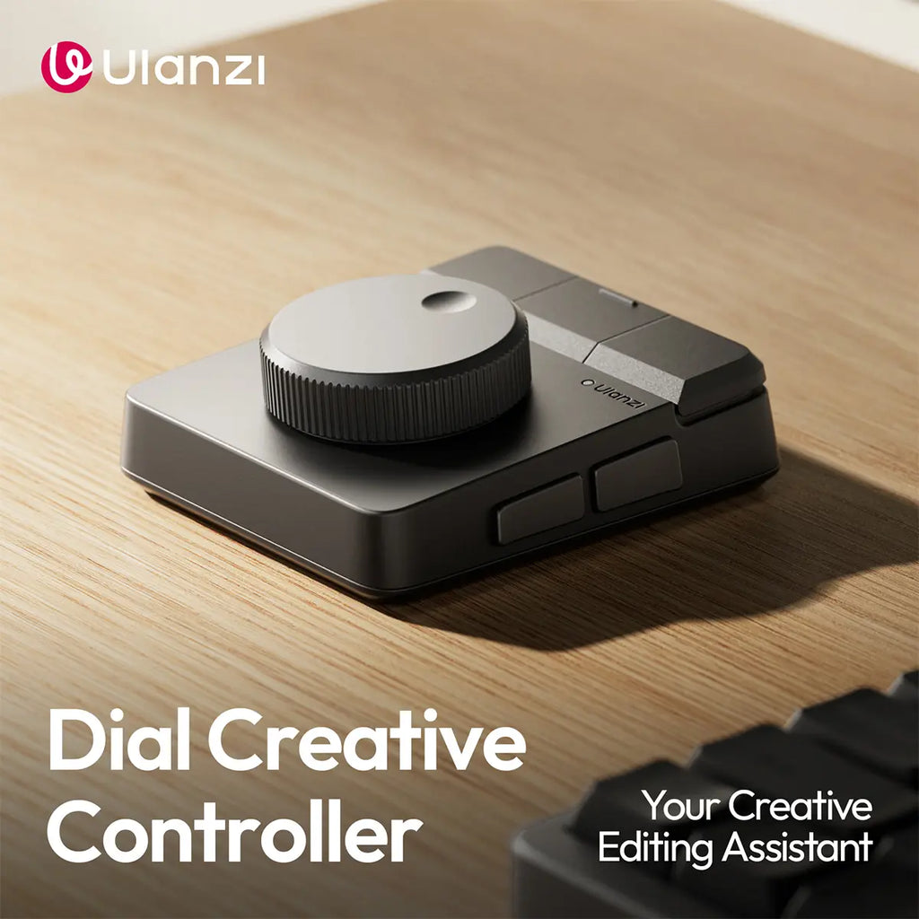 ULANZI D100H Video Editing Keyboard with Dial Knob, Wireless Bluetooth Controller for Mac/Pc, 7 in 1 Power Customizable Macro Keypad with Tactile Feedback for Beginners, Photographers & Video Creators