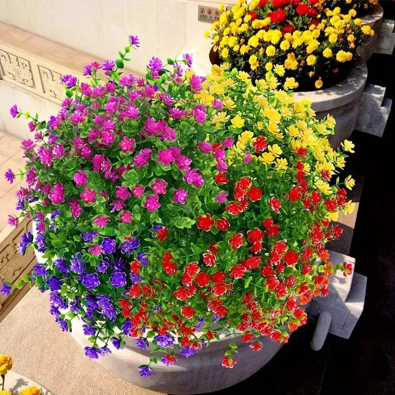 1 Bundle Artificial Flowers Outdoor UV Resistant Shrubs Plants Fake Home Garden Outdoor Ceremony Wedding Arch Floral Decoration