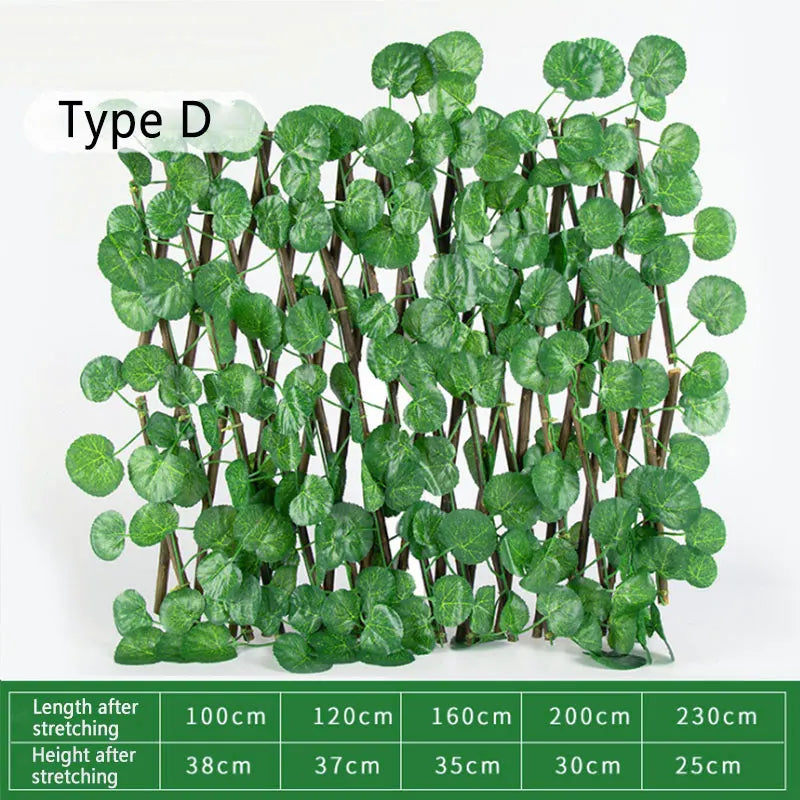 Artificial Retractable Garden Fence Wood Vines Privacy Fence Expandable Faux Ivy Climbing Plant Frame Garden Home Decorations