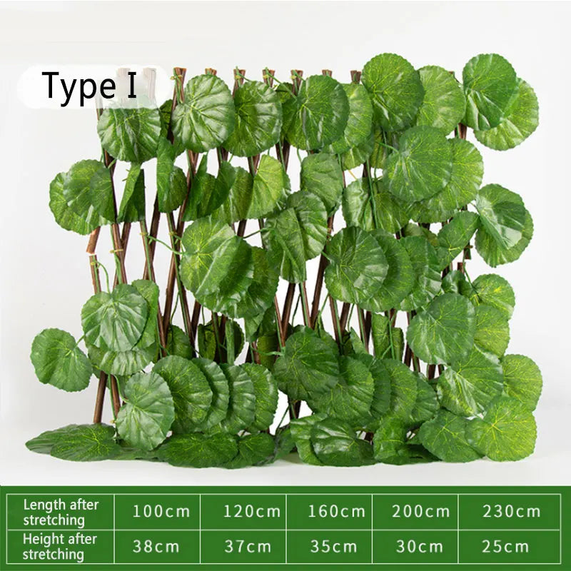 Artificial Retractable Garden Fence Wood Vines Privacy Fence Expandable Faux Ivy Climbing Plant Frame Garden Home Decorations