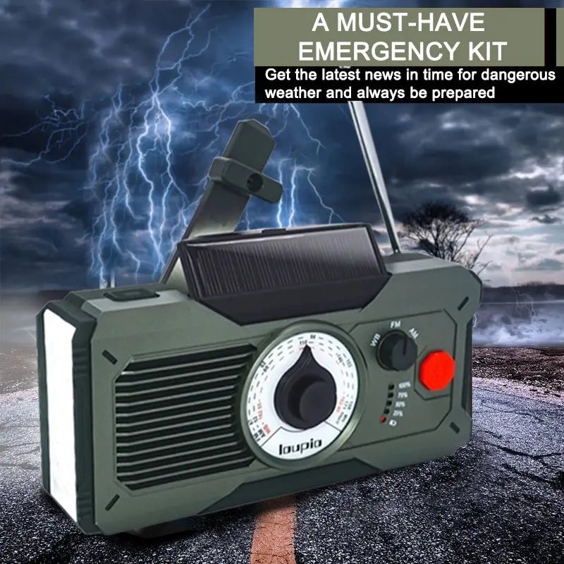 18500Mwh Emergency Weather Radio，Noaa/Am/Fm & LED Flashlight, Hand Crank/Solar/Usb Charging, Loud SOS Alarm Rechargeable Radio Weather Radio Portable Noaa Crank Charger Battery Cable Multifuncional M Outdoor Survival