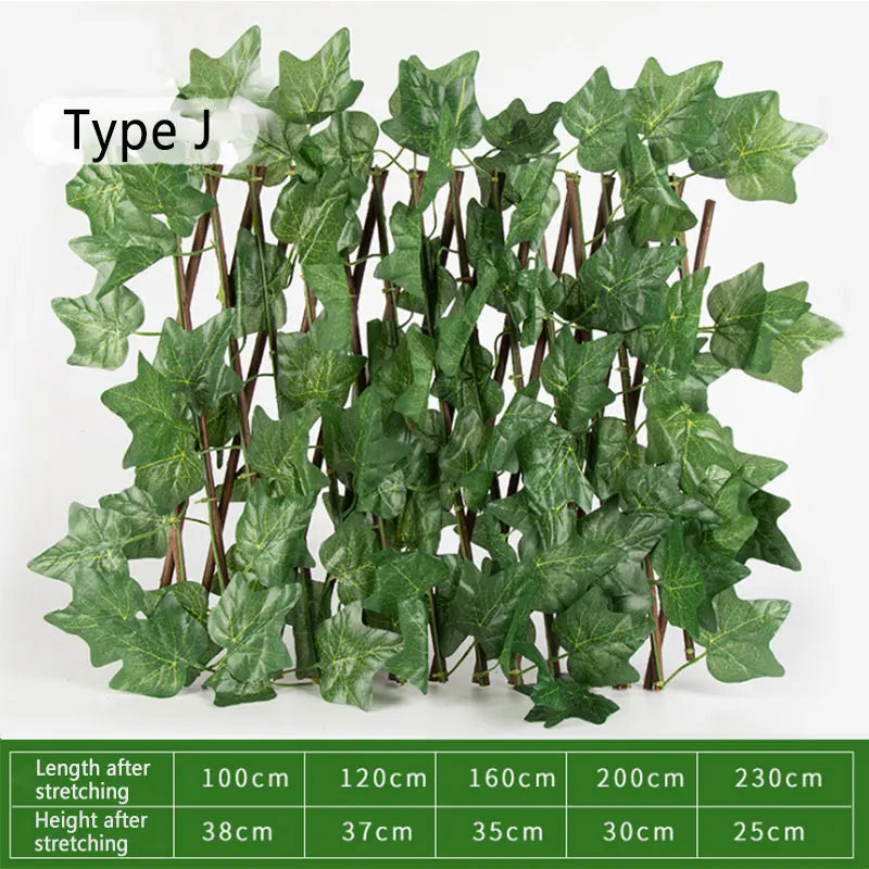 Artificial Retractable Garden Fence Wood Vines Privacy Fence Expandable Faux Ivy Climbing Plant Frame Garden Home Decorations