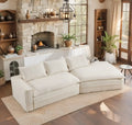 For Living Room, Ready-To-Relax Large Modern Sofa-Whit Fefances Oversized Deep Seat Cloud Couch-4-Seater Boneless Sectional Sofa