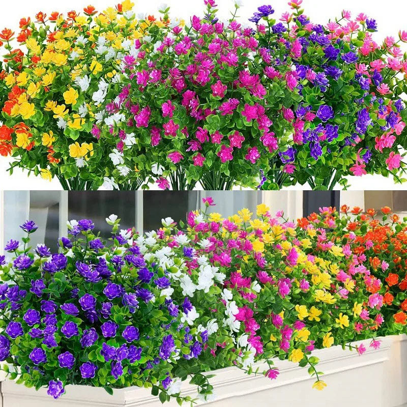 1 Bundle Artificial Flowers Outdoor UV Resistant Shrubs Plants Fake Home Garden Outdoor Ceremony Wedding Arch Floral Decoration