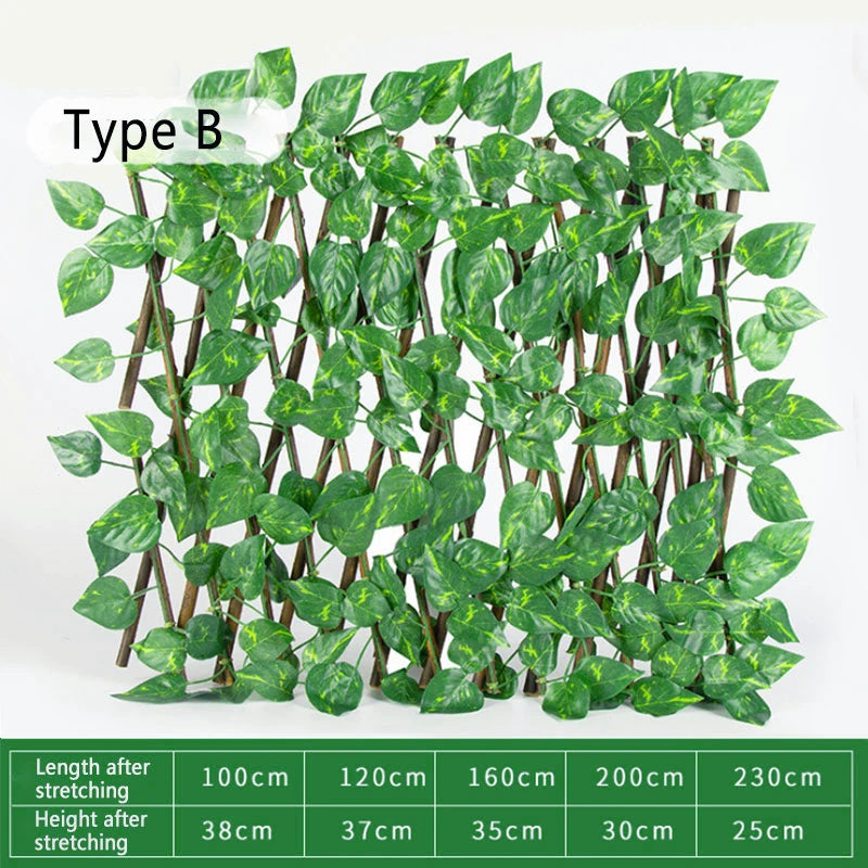 Artificial Retractable Garden Fence Wood Vines Privacy Fence Expandable Faux Ivy Climbing Plant Frame Garden Home Decorations