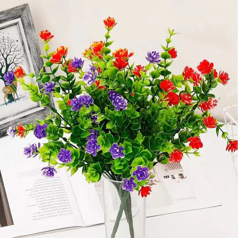 1 Bundle Artificial Flowers Outdoor UV Resistant Shrubs Plants Fake Home Garden Outdoor Ceremony Wedding Arch Floral Decoration