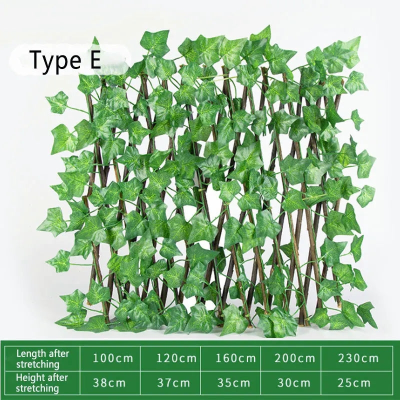 Artificial Retractable Garden Fence Wood Vines Privacy Fence Expandable Faux Ivy Climbing Plant Frame Garden Home Decorations