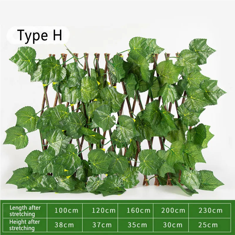 Artificial Retractable Garden Fence Wood Vines Privacy Fence Expandable Faux Ivy Climbing Plant Frame Garden Home Decorations