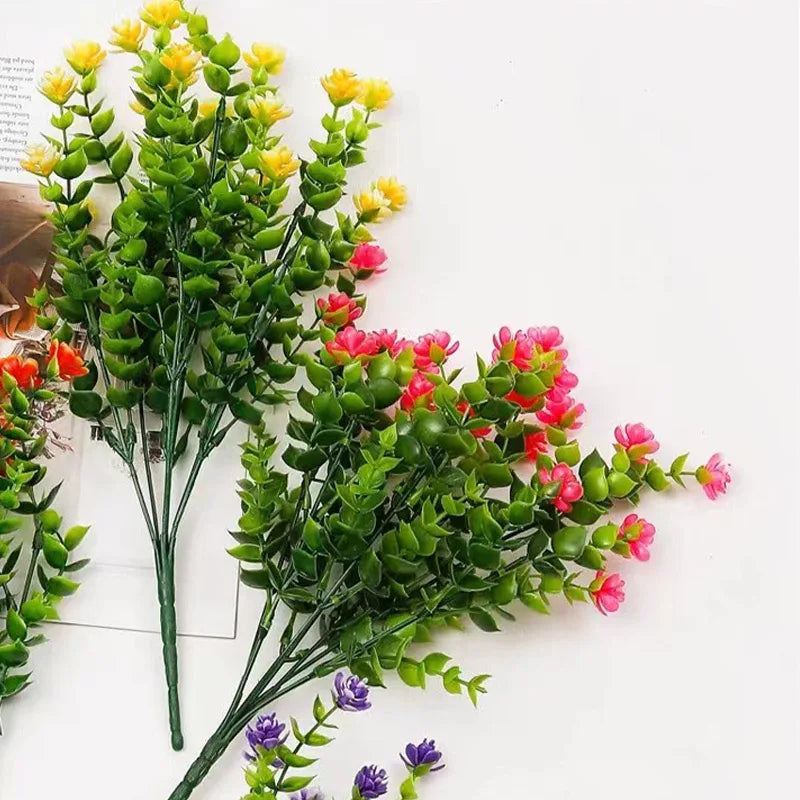 1 Bundle Artificial Flowers Outdoor UV Resistant Shrubs Plants Fake Home Garden Outdoor Ceremony Wedding Arch Floral Decoration